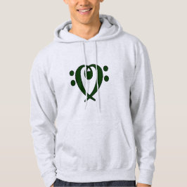 Bassschlüsselherz dunkelgrün hoodie