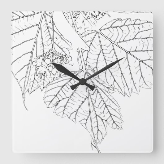 Basswood-Blätter Quadratische Wanduhr (Vorderseite)