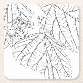 Basswood-Blätter Rechteckiger Pappuntersetzer