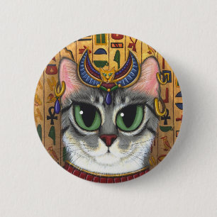 Bast-Göttin-Ägypter Bastet Katzen-Kunst-Knopf Button