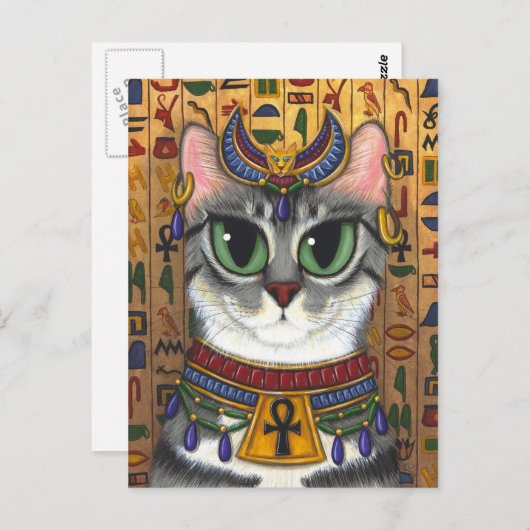 Bast-Göttin-Ägypter Bastet Katzen-Kunst-Postkarte Postkarte (Vorne/Hinten)