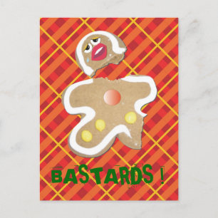 'BASTARDS !' Lebkuchen Mann Cookie humorvolle Kart Postkarte