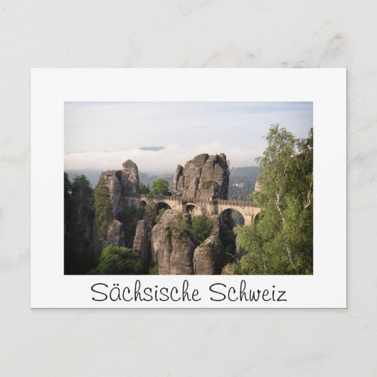 Bastei Bridge in Sächsische Schweiz weiße Postkart Postkarte (Vorderseite)