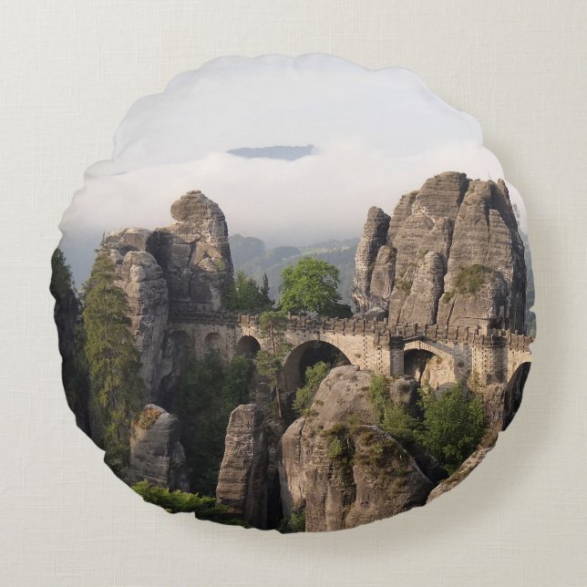 Bastei Brücke in rundem Kissen Deutschlands (Vorderseite)