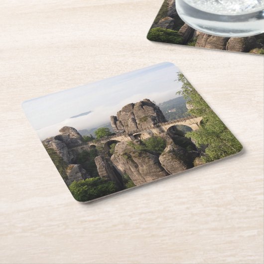Bastei Brücke in sächsischem die Rechteckiger Pappuntersetzer (angewinkelt)