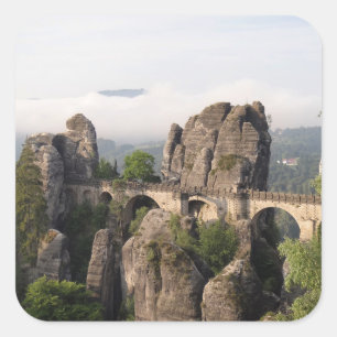 Bastei Brücke in sächsischem die Schweiz-Aufkleb Quadratischer Aufkleber