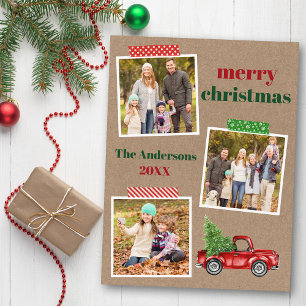 Bastelband Roter LKW Weihnachten Kraft Postkarte