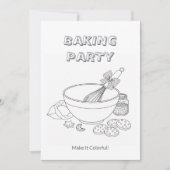 Bastelblatt Backparty | Kinder-Malvorlage Einladung (Vorderseite)