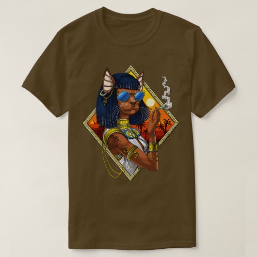 Bastet Ägyptische Göttin Hippie T-Shirt (Design vorne)