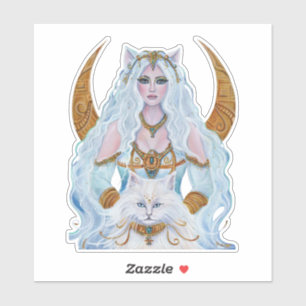 Bastet ägyptische Göttin mit Katze von Renee Lavoi Aufkleber