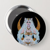 Bastet ägyptische Göttin mit Katze von Renee Lavoi Button (Vorne & Hinten)