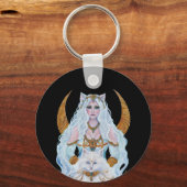 Bastet ägyptische Göttin mit Katze von Renee Lavoi Schlüsselanhänger (Rückseite)