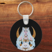 Bastet ägyptische Göttin mit Katze von Renee Lavoi Schlüsselanhänger (Vorderseite)