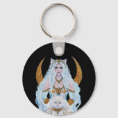 Bastet ägyptische Göttin mit Katze von Renee Lavoi Schlüsselanhänger (Rückseite)