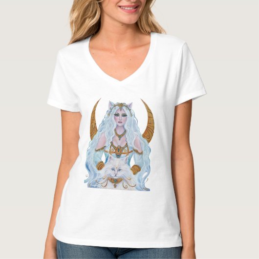 Bastet ägyptische Göttin mit Katze von Renee Lavoi T-Shirt (Vorderseite)