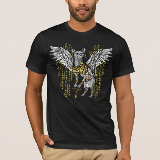 Bastet ägyptische Katzen-Göttin Ankh Hieroglyphen T-Shirt (Vorderseite)