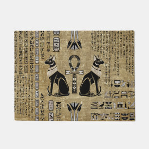 Bastet - Ägyptische Katzen und Ankh-Kreuz Fußmatte