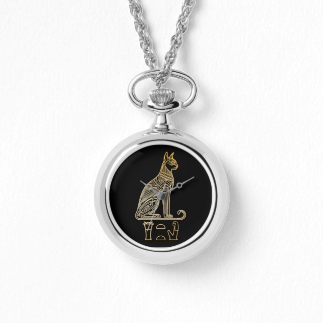 Bastet, ägyptische Katzengöttin. Name in Hieroglyp Armbanduhr (Vorderseite)