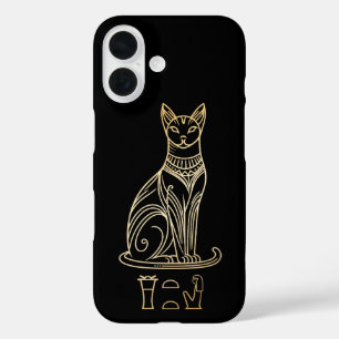 Bastet, ägyptische Katzengöttin. Name in Hieroglyp iPhone 16 Hülle