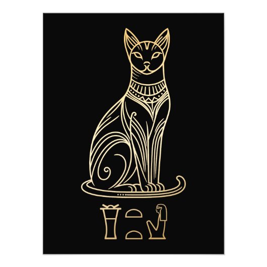 Bastet, ägyptische Katzengöttin. Name in Hieroglyp Fotodruck (Vorne)