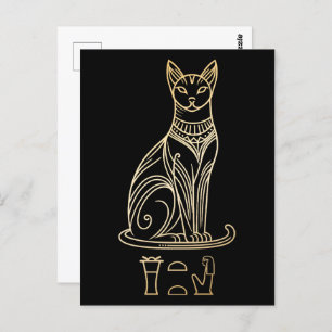Bastet, ägyptische Katzengöttin. Name in Hieroglyp Postkarte