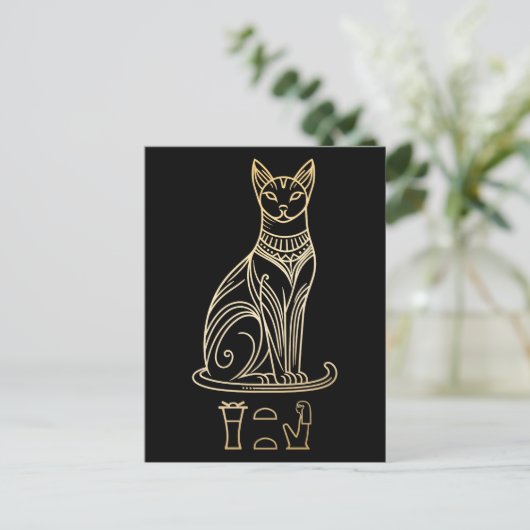 Bastet, ägyptische Katzengöttin. Name in Hieroglyp Postkarte (Stehend Vorderseite)