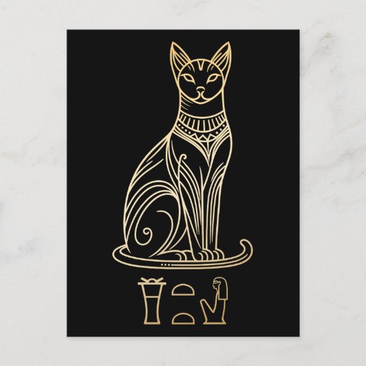 Bastet, ägyptische Katzengöttin. Name in Hieroglyp Postkarte (Vorderseite)