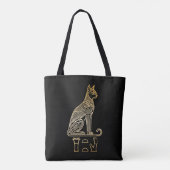 Bastet, ägyptische Katzengöttin. Name in Hieroglyp Tasche (Rückseite)