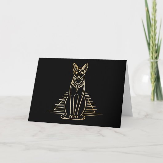 Bastet, ägyptische Katzengöttin vor einer Pyramide Dankeskarte (Vorderseite)
