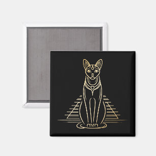 Bastet, ägyptische Katzengöttin vor einer Pyramide Magnet
