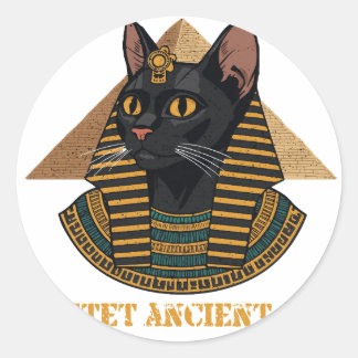 Bastet Altägyptische Katzen Göttin Vintage Kunst Runder Aufkleber