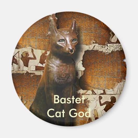 BASTET ~ Alter ägyptischer Katze Gott Magnet (Vorne)