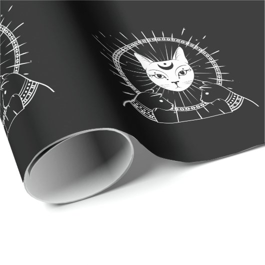 Bastet Ancient Egypt Cat Crescent Goth Moon Geschenkpapier (Rolleneckpunkt)