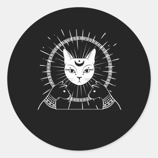 Bastet Ancient Egypt Cat Crescent Goth Moon Runder Aufkleber (Vorderseite)