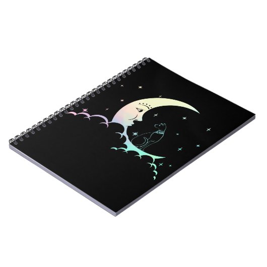 Bastet Ancient Egypt Cat Pastel Goth Moon Crescent Notizblock (Linke Seite)