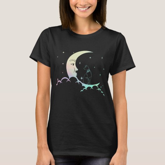 Bastet Ancient Egypt Cat Pastel Goth Moon Crescent T-Shirt (Vorderseite)
