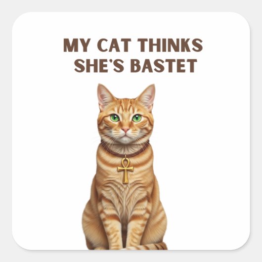 Bastet Cat Ancient Premium Aufkleber Gold Ankh (Vorderseite)