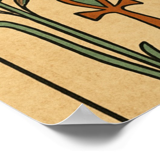 Bastet Cat Goddess Hieroglyphic Poster (Ecke)