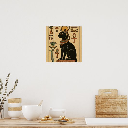 Bastet Cat Goddess Hieroglyphic Poster (Küche)