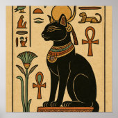 Bastet Cat Goddess Hieroglyphic Poster (Vorne)