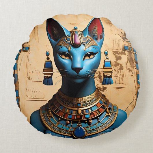Bastet der alte ägyptische Gott Rundes Kissen (Vorderseite)