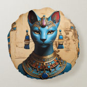 Bastet der alte ägyptische Gott Rundes Kissen (Rückseite)