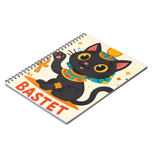 Bastet Egypdess Spiral - Whimsical Feline Notizblock (Linke Seite)