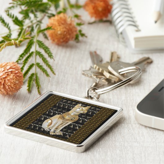 Bastet Egyptian Goddess Cat Key Chain Schlüsselanhänger (Seite)