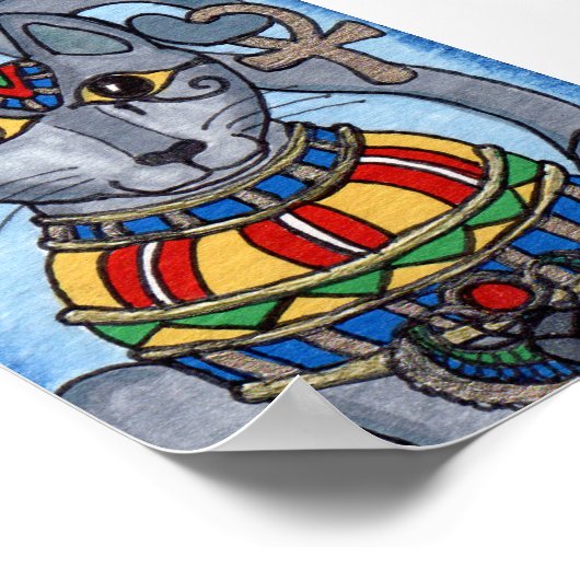 Bastet Eygptian Cat Goddess Mini Folk Kunst, Dicht Poster (Ecke)