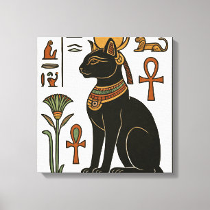 Bastet-Katzengöttin Hieroglyphik-Leinwand Leinwanddruck