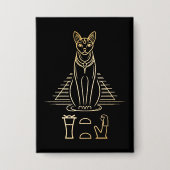 Bastet mit Namen in Hieroglyphen und Ägypten Pyram Button (Vorderseite)