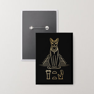 Bastet mit Namen in Hieroglyphen und Ägypten Pyram Button