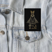 Bastet mit Namen in Hieroglyphen und Ägypten Pyram Button (Insitu)