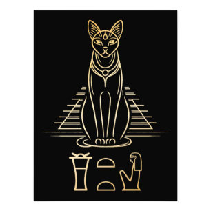 Bastet mit Namen in Hieroglyphen und Ägypten Pyram Fotodruck